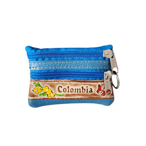 Vintage Columbia Souvenir Leather Coin Purse, Blue